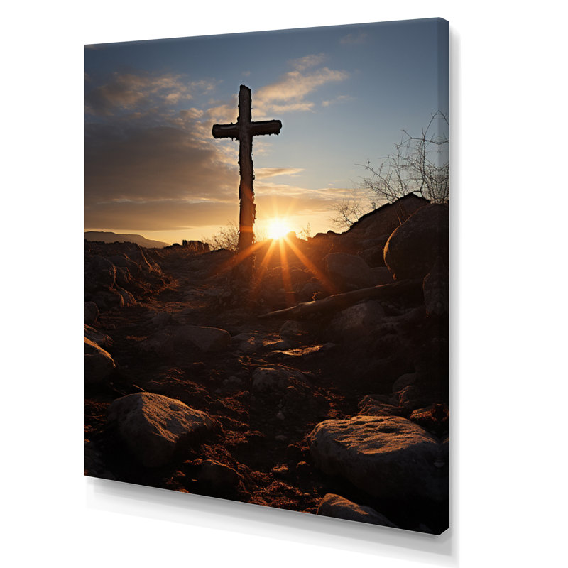 Addieville, croix religieuse, résurrections, promesse sur toile, H 32 po x l 16 po x P 1 po, Toile tendue
