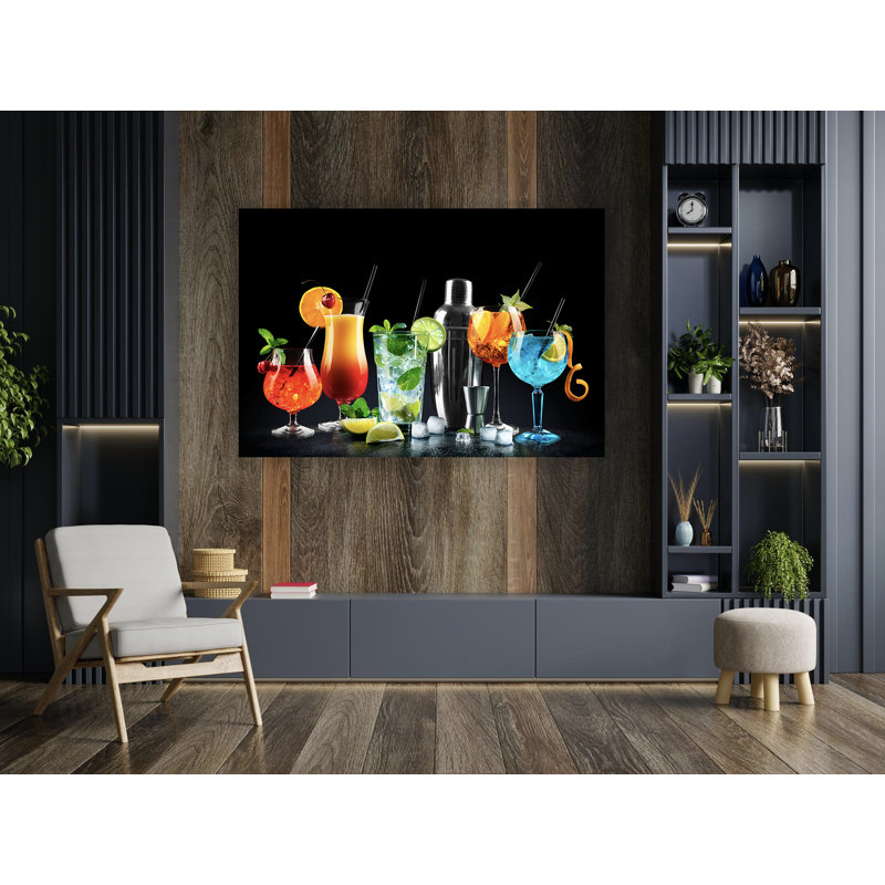 Imprimé acrylique cocktail d'agrumes, H 40 po x l 60 po x P 1 po, Cadre arrière en métal