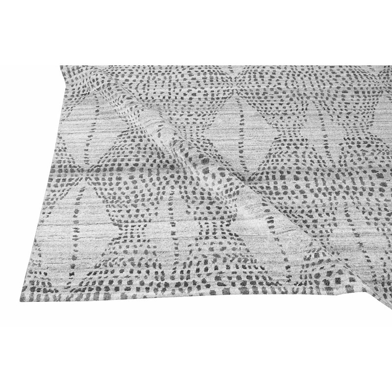 Tapis zone naturelle/grise à main géométrique noué la, Rectangle 2' x 3'