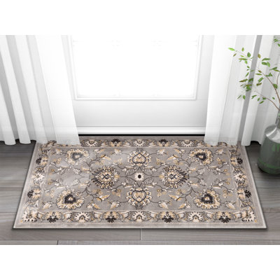 Delatorre Traditional Oriental Persian Grey Rug