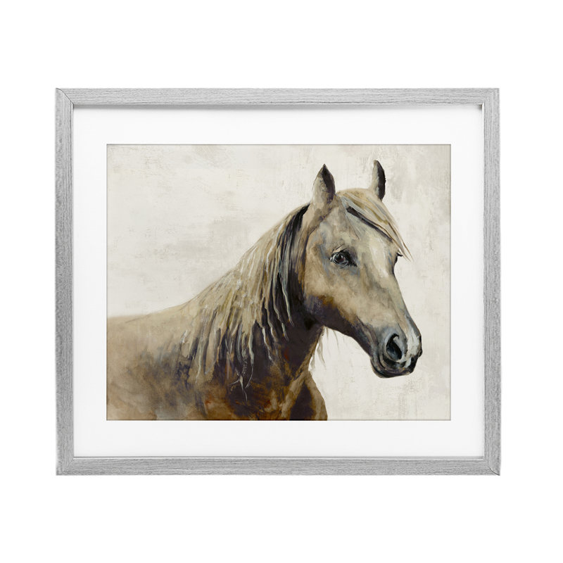 Sea Biscuit Horse, reproduction encadrée sous verre, conception de Jacob Q, H 13 po x l 16 po, Cadre de ferme gris