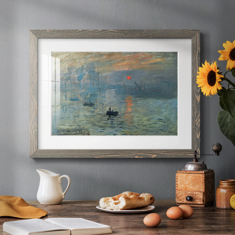 Sunrise By Monet, reproduction d'art encadrée, H 14 po x l 20 po x P 1,5 po, Gris