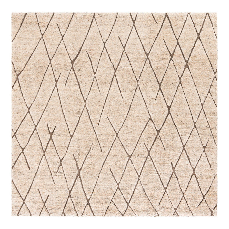 Tureka Hand Knotted Wool Geometric Area Rug , Square 7'10"