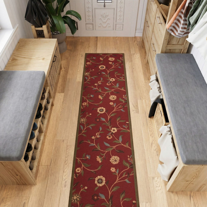 Tapis de couloir intérieur antidérapant Homeline, Rouge foncé, Rectangle 1 pi 11 po x 3 pi