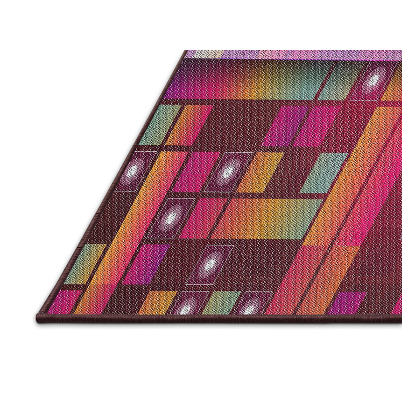 Tapis à motifs rose / rouge, Rectangle 8 pi x 12 pi