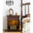 Medieval solid wood bedside table with open shelves