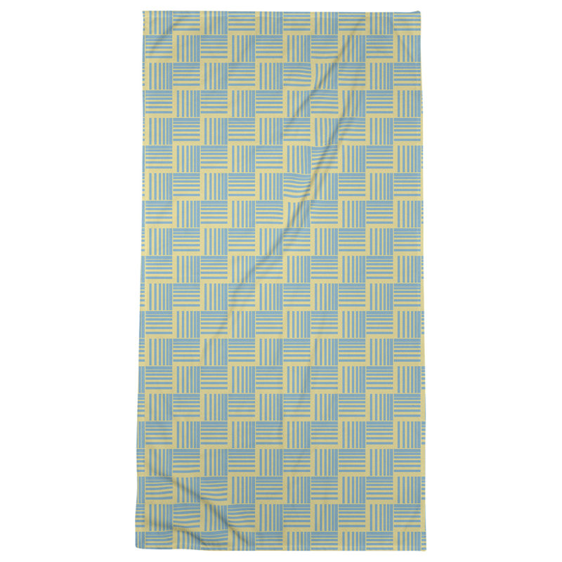 Serviette de plage à rayures tressées classique, Bleu sarcelle/jaune