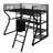 Full Size Metal Gaming Loft Bed With Built-In Work Station, Open Wardrobe, LED And Multiple Storage