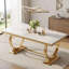 Ensemble de salle à manger 7 pièces blanc et or 70 po avec 4 chaises en velours noir-68738039-67258943-67258964