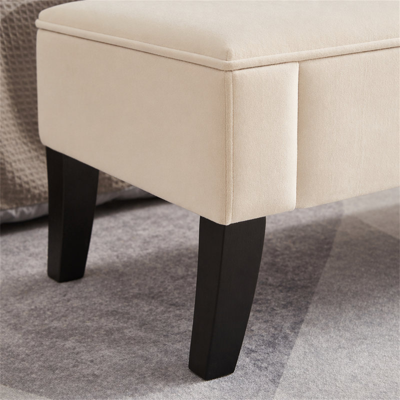 Banc de lit 51,5 po avec rangement en velours beige, Beige