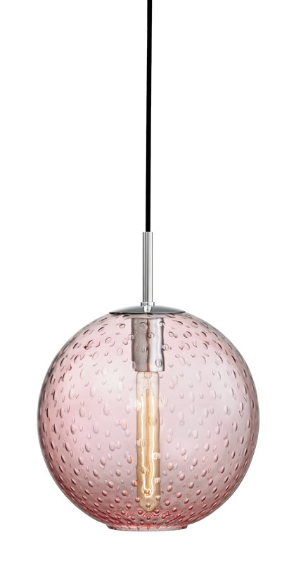 Rousseau 1 Light Pendant, 7.75" H X 6" W X 6" D, Blue, Polished Chrome