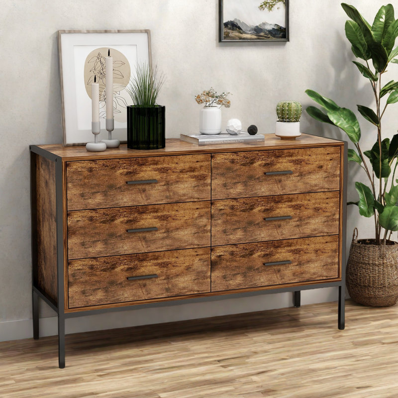 Commode double 6 tiroirs de style industriel
