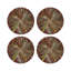 Pheasant Feathers Yellow Vegan Leather Round Coasters-409682787