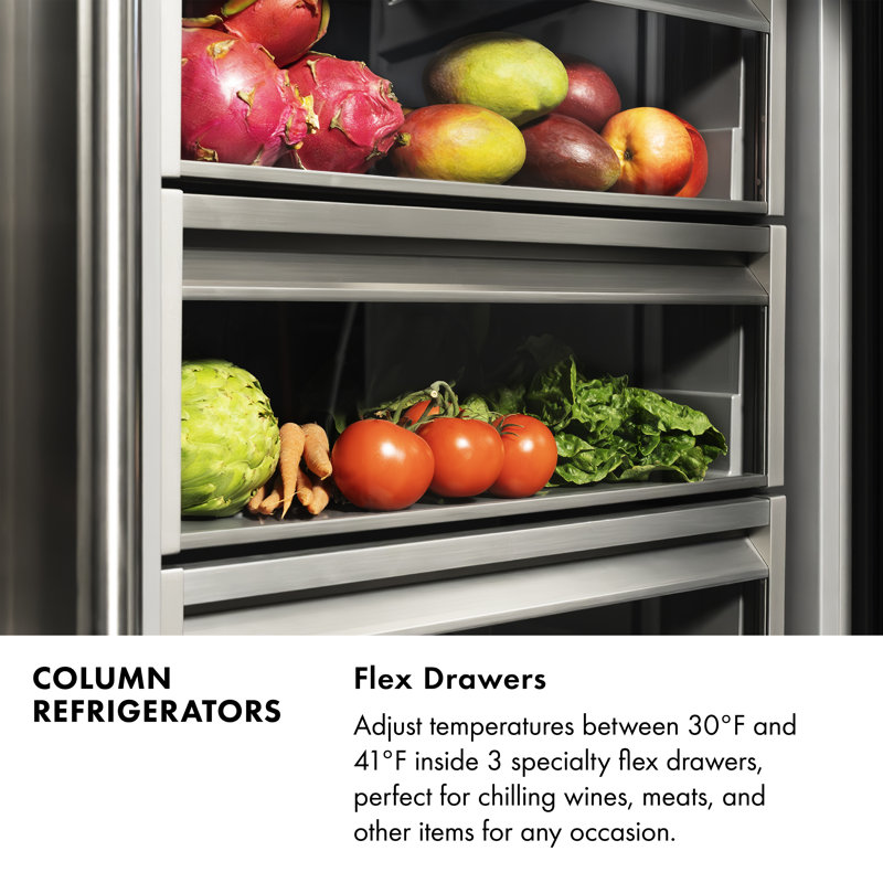 ZLINE Autograph 24 in. Column Refrigerator with Graphite Gray Interior and Polished Gold Accents, Stainless Steel/Gold