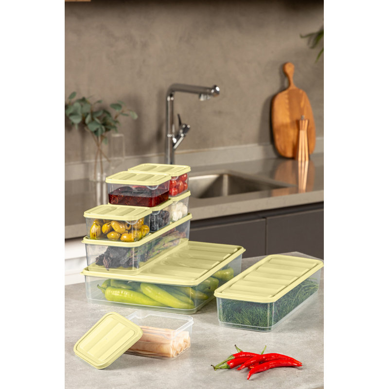 Durable 9-Piece Storage Box Set, Yellow | 100% Plastic, Includes 2 Boxes (4.3 x 11.8 x 2.8 in, 56.1 fl oz), 1 Box (9.1 x 11.4 x 2.6 in, 118.3 fl oz), 6 Boxes (3.5 x 4.1 x 2.2 in, 11.8 fl oz) | Dishwasher Safe, Ideal for Organizing Home & Office