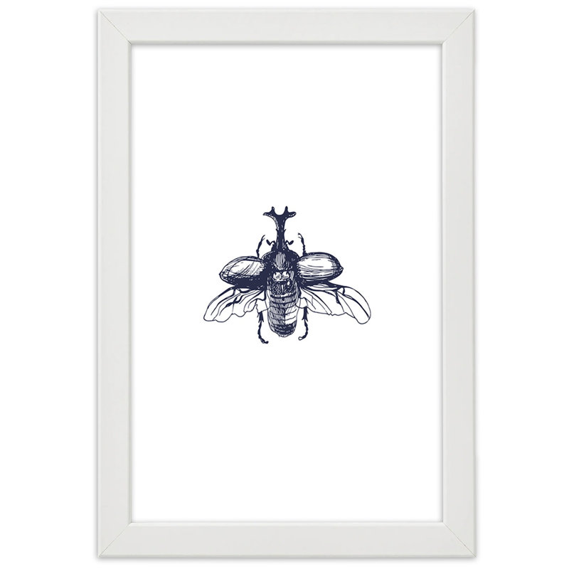 Beetle Insect - Single Picture Frame Print, 100cm H x 70cm W, White