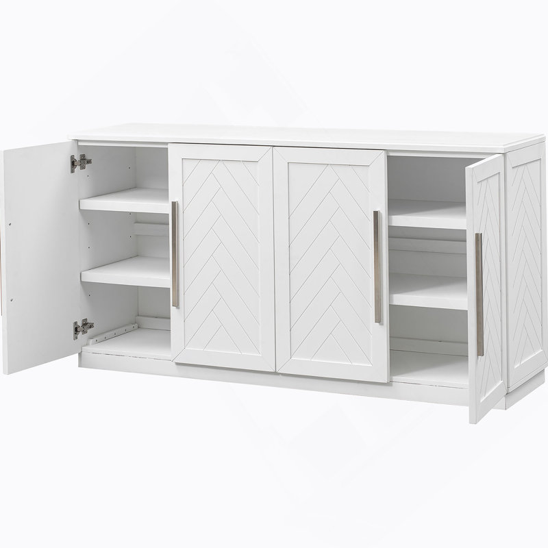Buffet avec 4 portes et grande armoire de rangement avec tablettes réglables