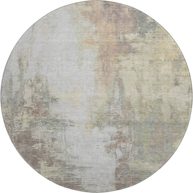 Premium Machine Washable Mouton Abstract Rug, Round 8'