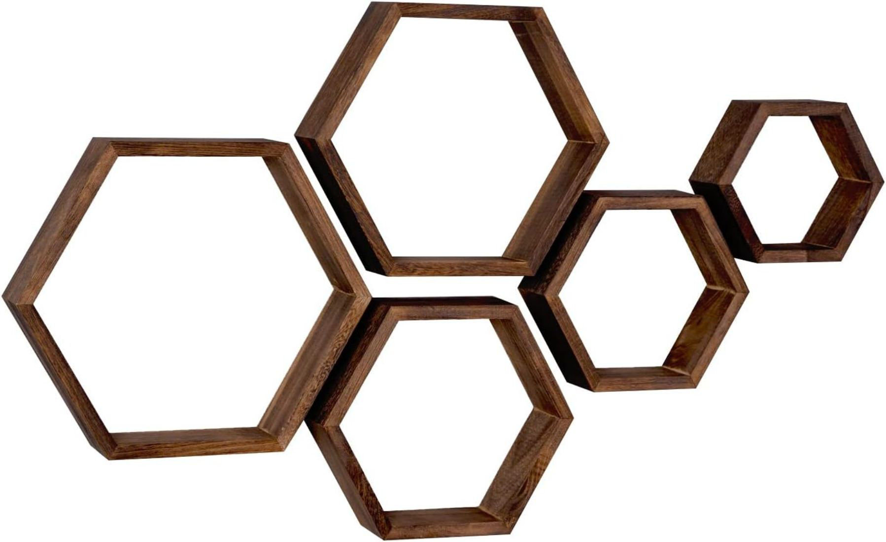 Millwood Pines Dunsmuir 5 Piece Hexagon Wood Floating Shelf | Wayfair