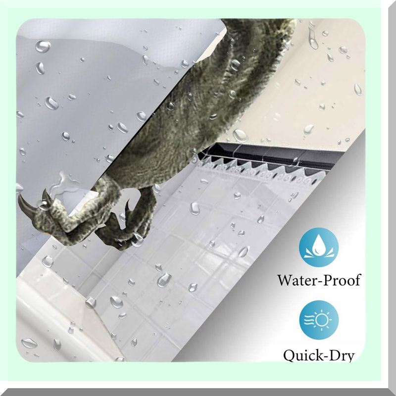 Jurassic Splash: Fun Kids Dinosaur Shower Curtain Set - Cool, Cute, and Durable Polyester Bathroom Decor with 12 Hooks, 72x72