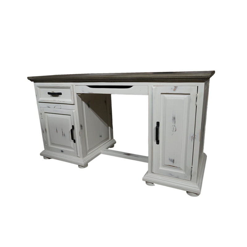 Bureau d'ordinateur avec rangement pour unité centrale Rustic Sierra, Blanc