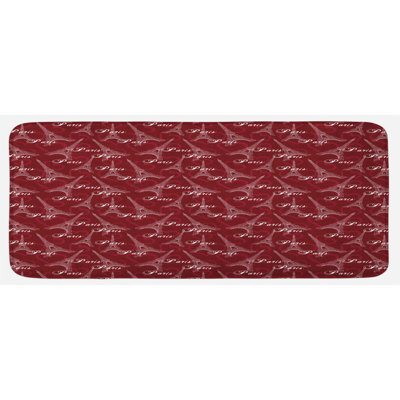 Tapis de cuisine romantique en forme de cœur à motif de griffonnage en forme de cœur romantique de la Tour Eiffel pour la Saint-Valentin