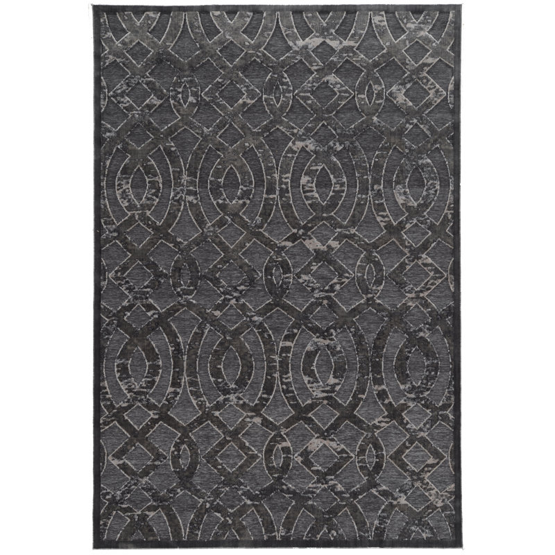 Kleinschmidt Hi Lo Trellis Performance Blue and Gray Rug, Rectangle 8' x 10'3"