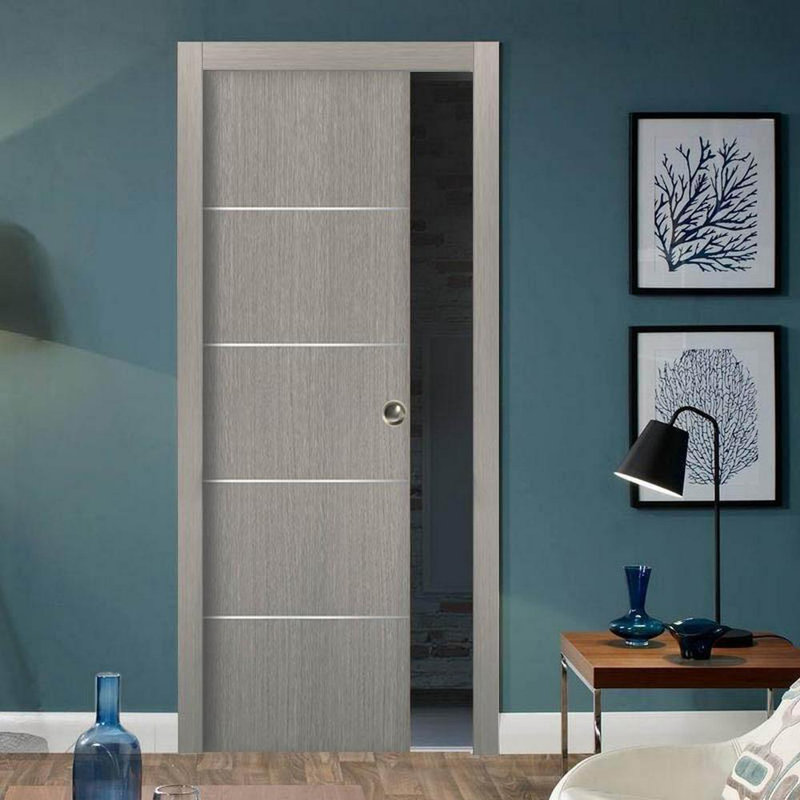 Porte de placard coulissante en bois Planum, 32 po x 80 po, Gris