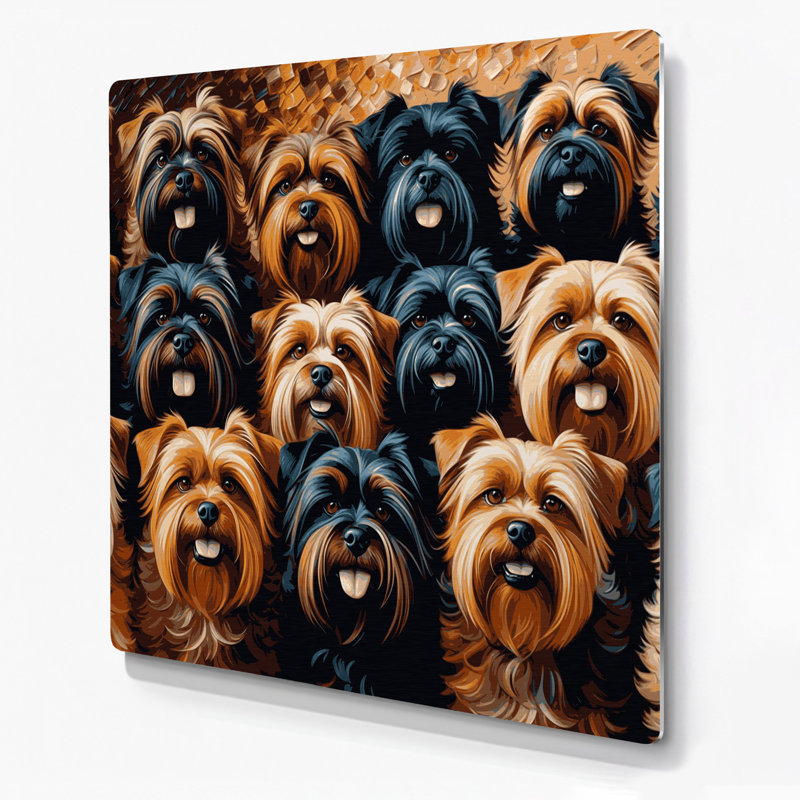 «Dogs Brussels Griffon», art mural en métal noir, H 32 po x l 32 po