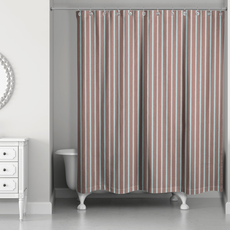 Mathes Striped Shower Curtain, Brown
