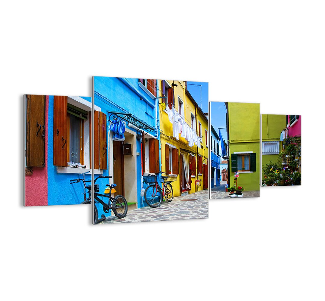 4-tlg. Glasbilder-Set - Fotografie „Pastel, Sweet Alley”