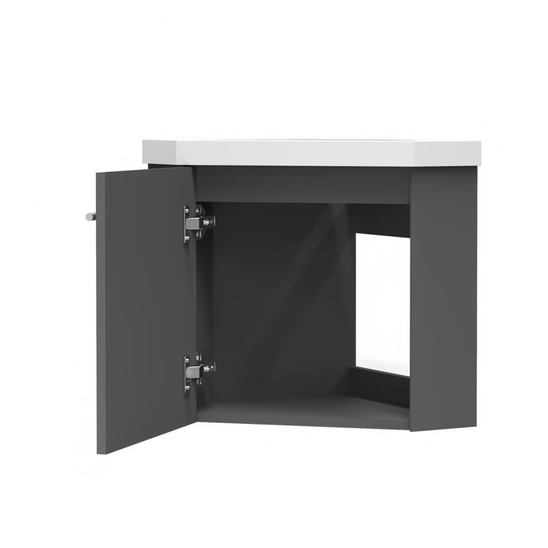 Amra 395mm Single Bathroom Vanity with Drop In Resin Basin, Anthracite