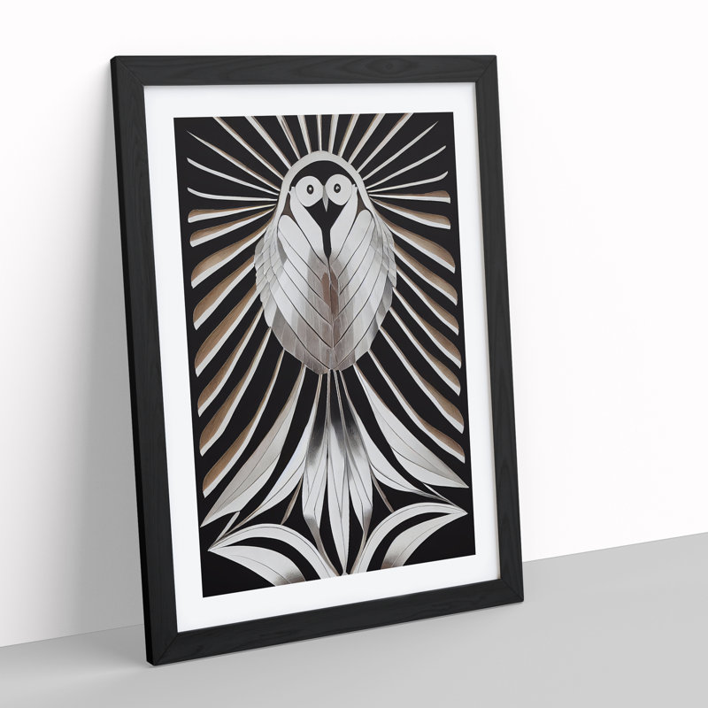 Chrome Bird Abstract - Single Picture Frame Print, Black, 64cm H x 46cm W x 2cm D
