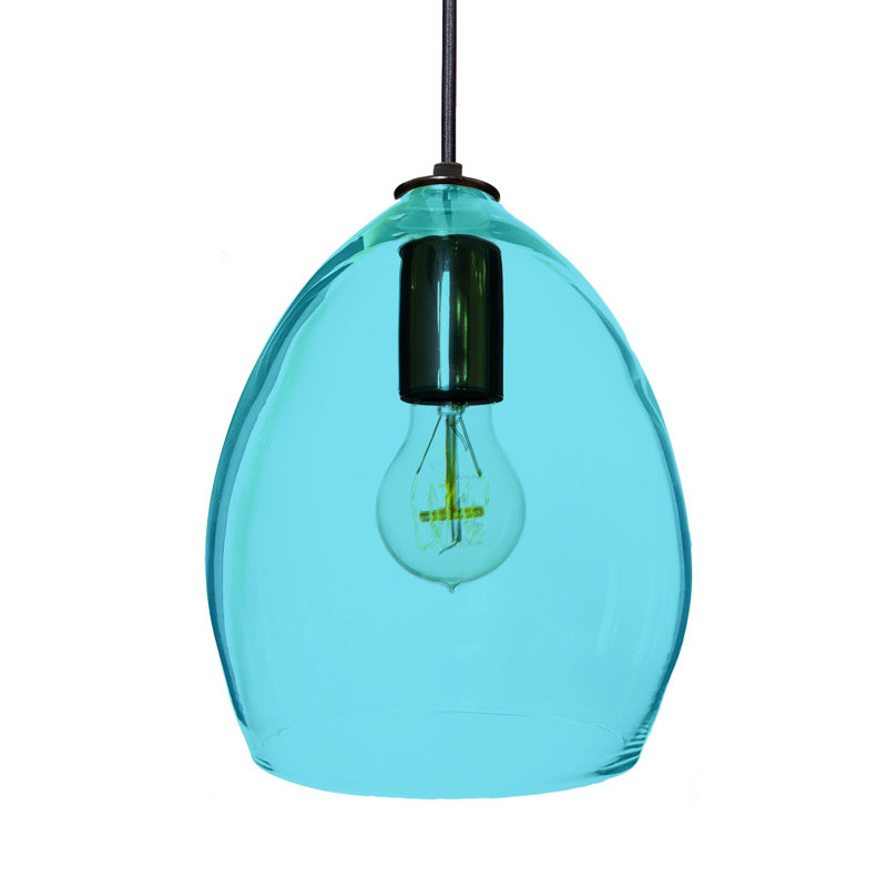 Luminaire suspendu à 1 lumière en forme de goutte, Noir, Turquoise