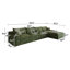 Canapé modulaire de 135 pouces en velours côtelé, structure double couche, coussins amovibles, aucun assemblage requis, vert-1254898757-1254898758-1254898776