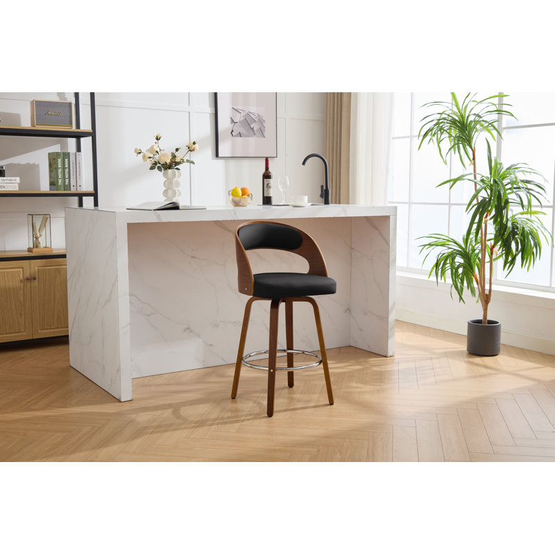 Tabouret pivotant Lombard, Noir, noir, noir, noir, Tabouret de comptoir (siège d'une hauteur de 26,1