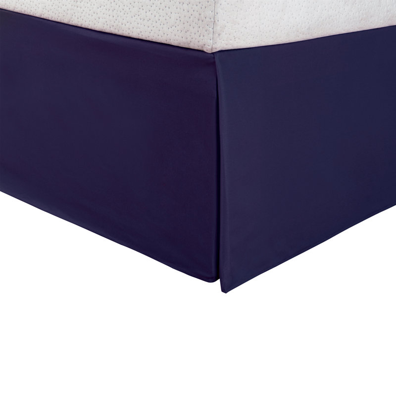 Jupe de lit en microfibre à densité de tissage 1500 fils et jupe de lit 14 po, Bleu marine, Simple