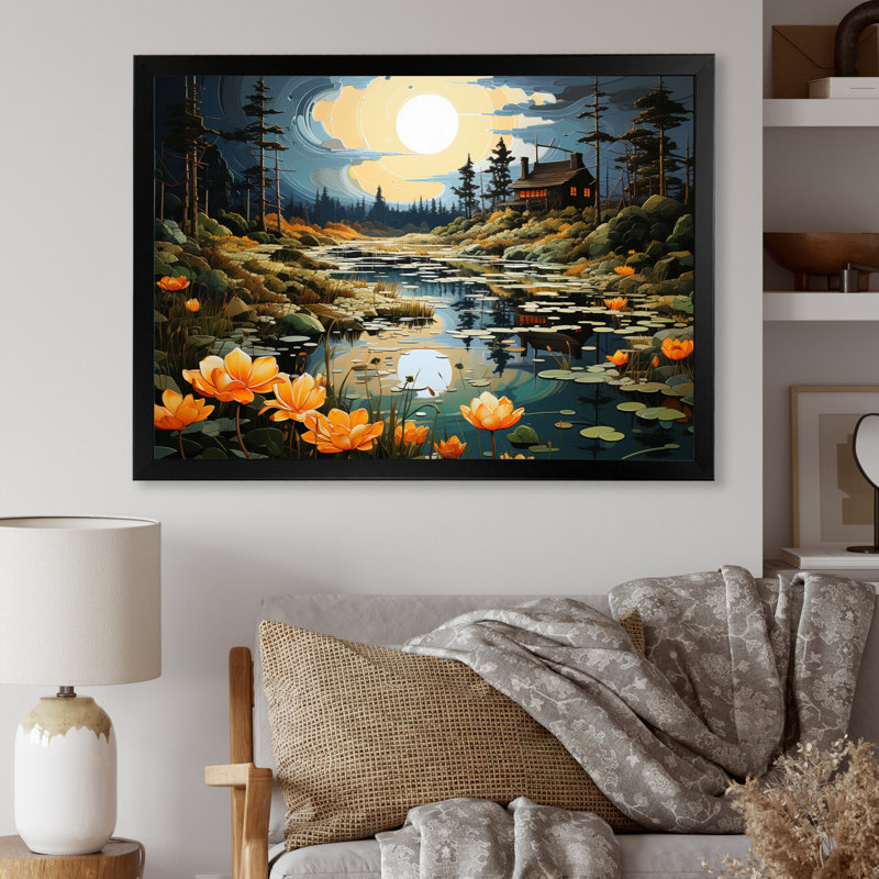 Banasky Barn Of Reflections sur toile, H 12 po x l 20 po x P 1 po, Cadre photo noir