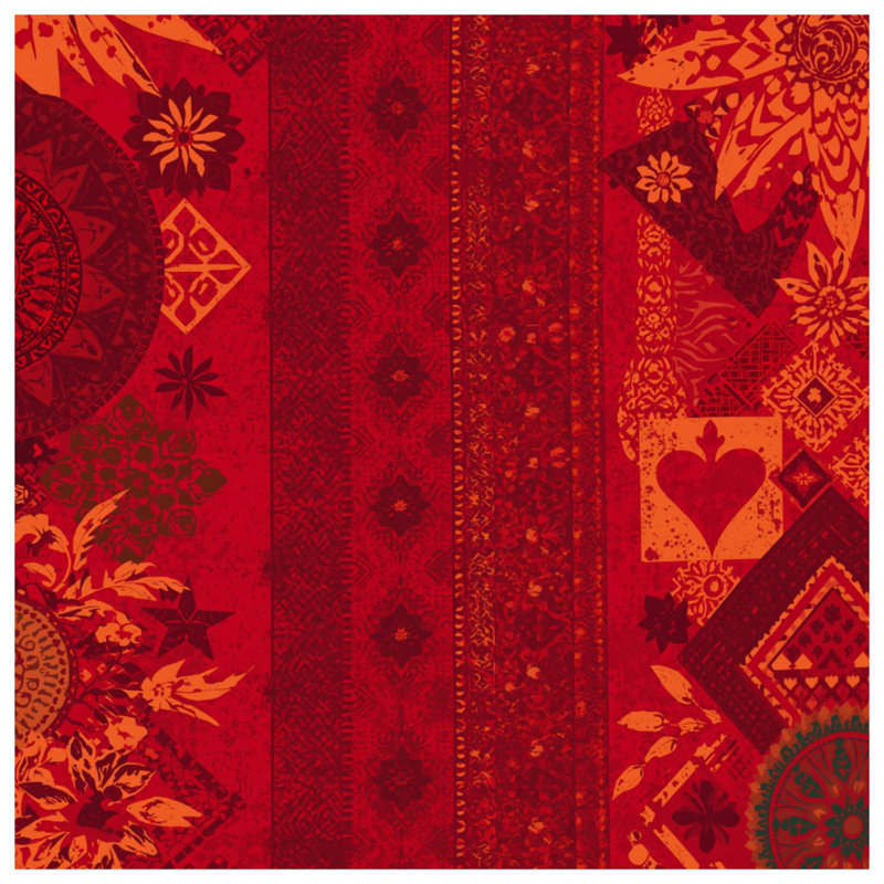 Rideaux de fenêtre rouge à motif patchwork bohémien, 50" x 80" - 1 Panel, Transparent