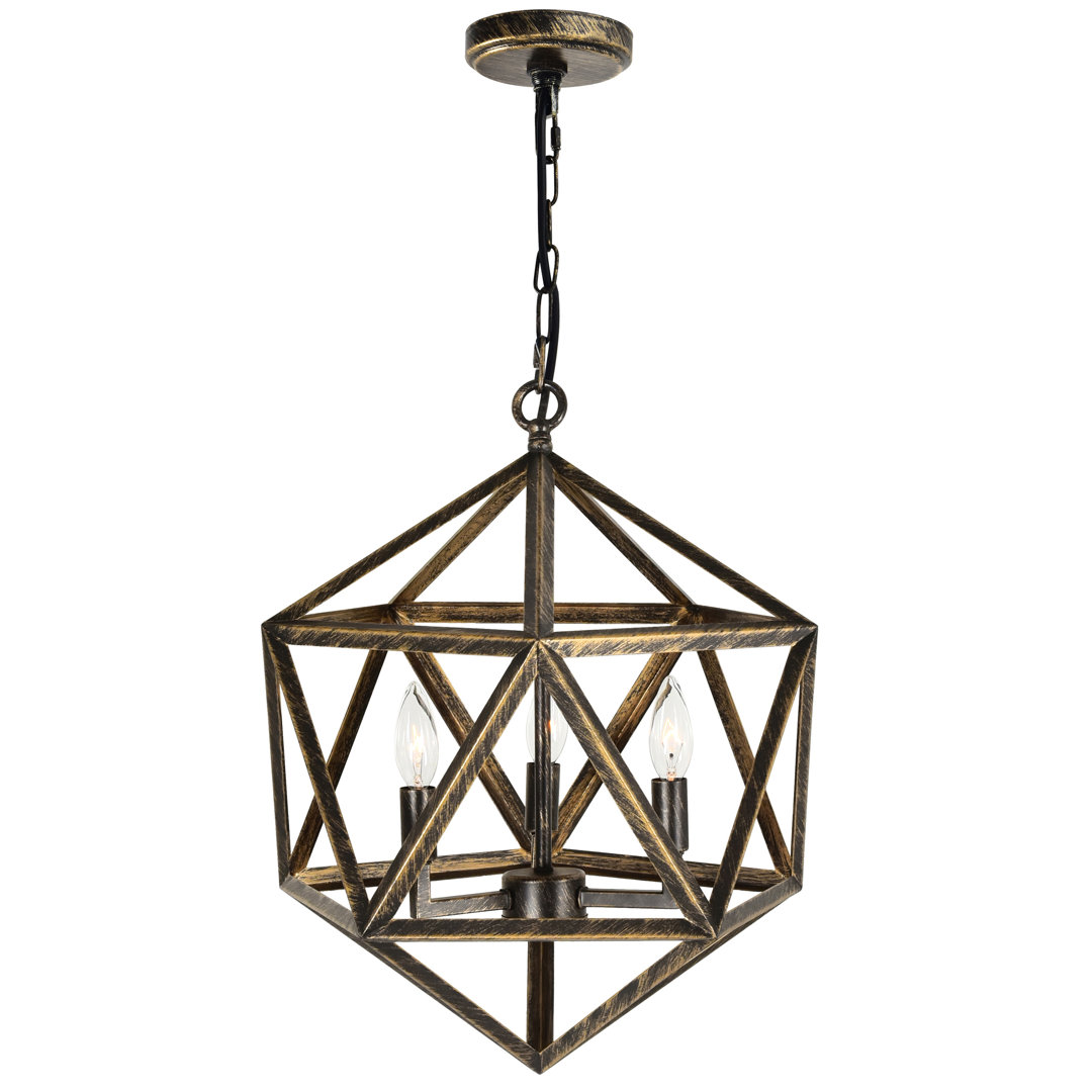 17" Antique Pendant Light – 3-Light Rustic Modern Chandelier with E12 Bulb Base – LED Compatible for Warm Glow, Farmhouse & Industrial Homes – BACL Certified Union Rustic 