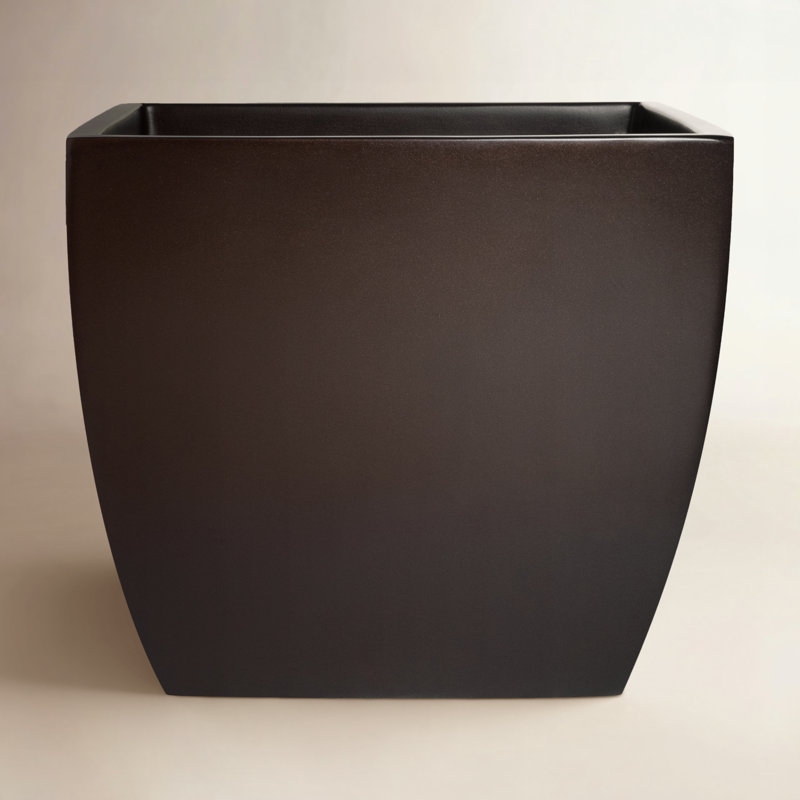 Alexy Pacifica Square Curved Planter Box, Brown, 18.5" H x 20" W x 20" D