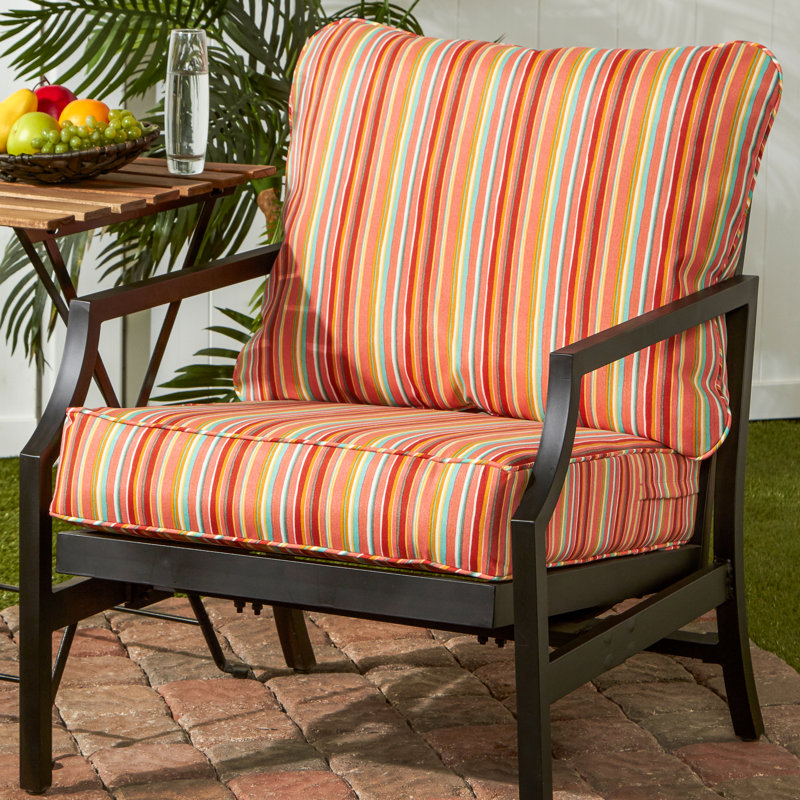 Coussin de siège pour chaise d'extérieur Lester, Rayures melon d'eau