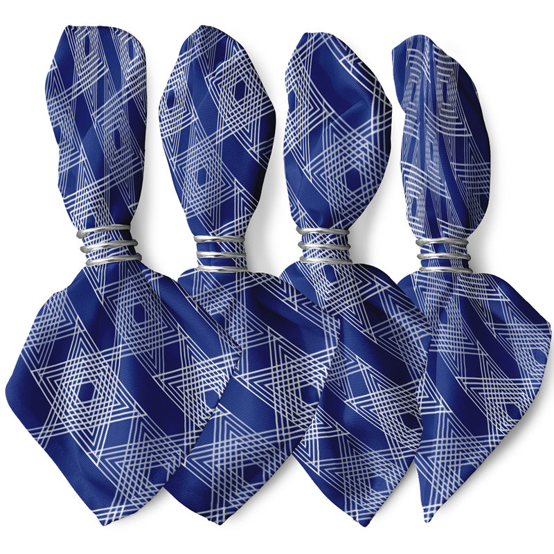 Stegner Polyester Geometric Square Napkin, Royal Blue