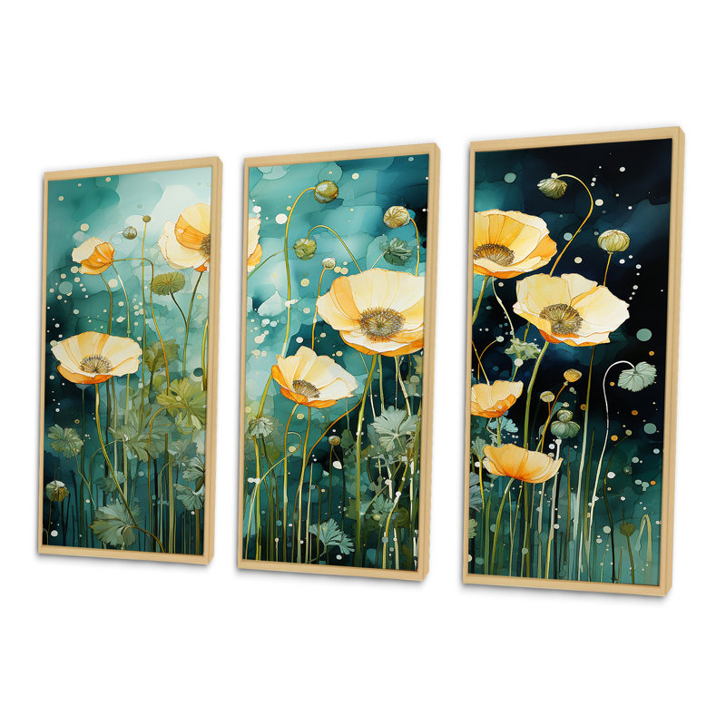 Ensemble d'art mural méticuleusement détaillé Buttercups II - Buttercups, Cadre naturel flottant, H 28 po x l 36 po x P 1 po