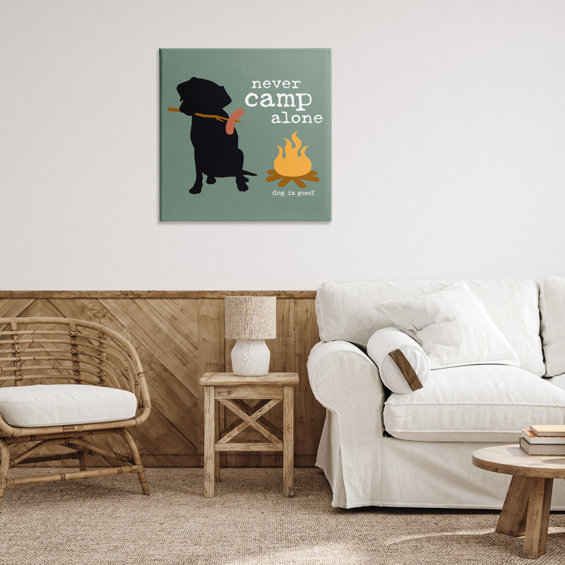 «Never Camp Alone Dog», art mural sur toile par Dog Is Good, H 30 po x l 30 po