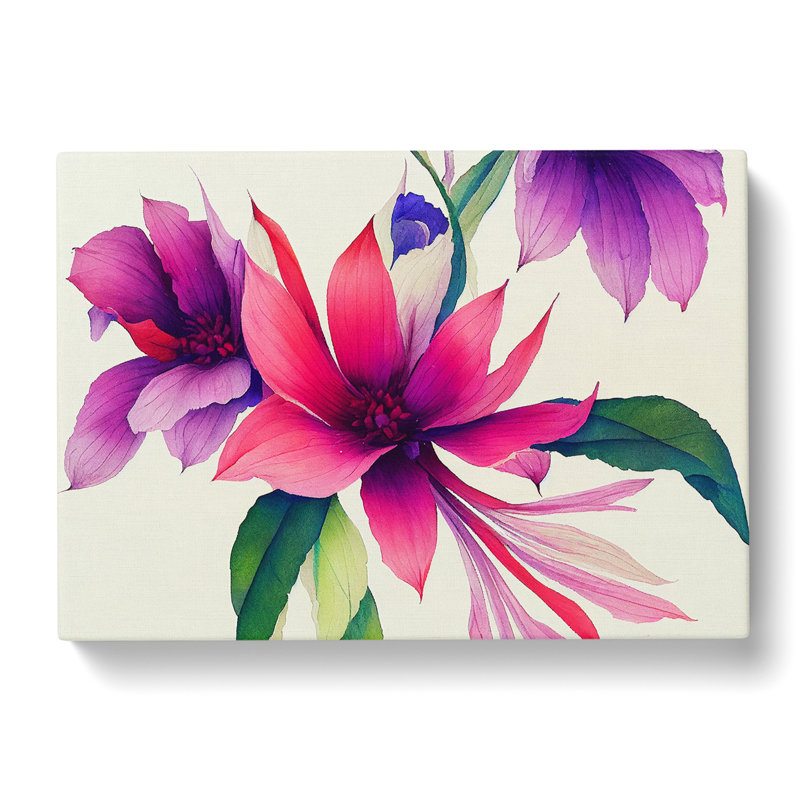 Phenomenal Watercolour Flowers - Wrapped Canvas, 40cm H x 60cm W