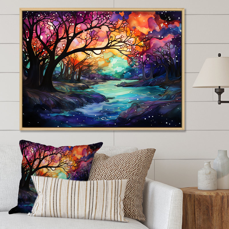 Loganville - aurores boréales, impressions sur toile_106525, H 34 po x l 44 po x P 1,5 po, Toile encadrée flottée blanche