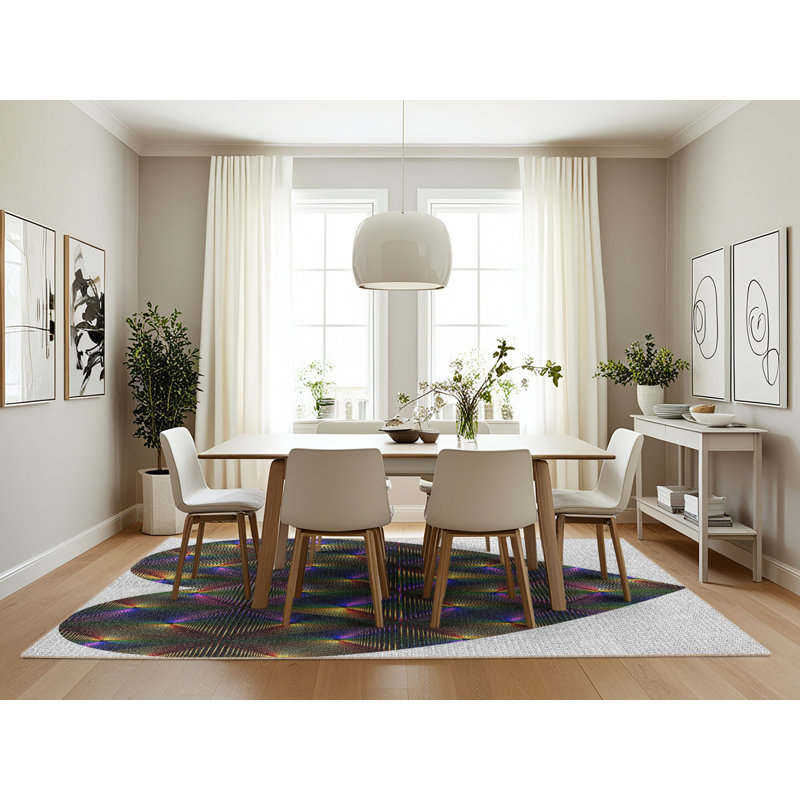 Tapis gris/bleu marine à motifs Nante, Rectangle 7 pi x 10 pi