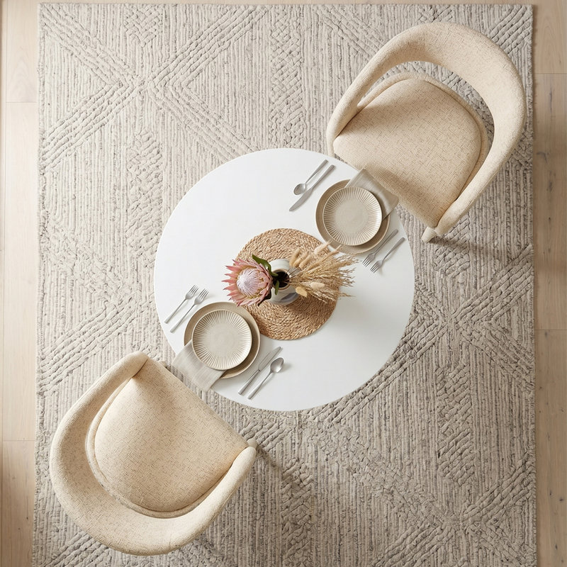 Ensemble de table de salle à manger ronde 31,5 "avec 2 chaises rembourrées Donegan, Beige