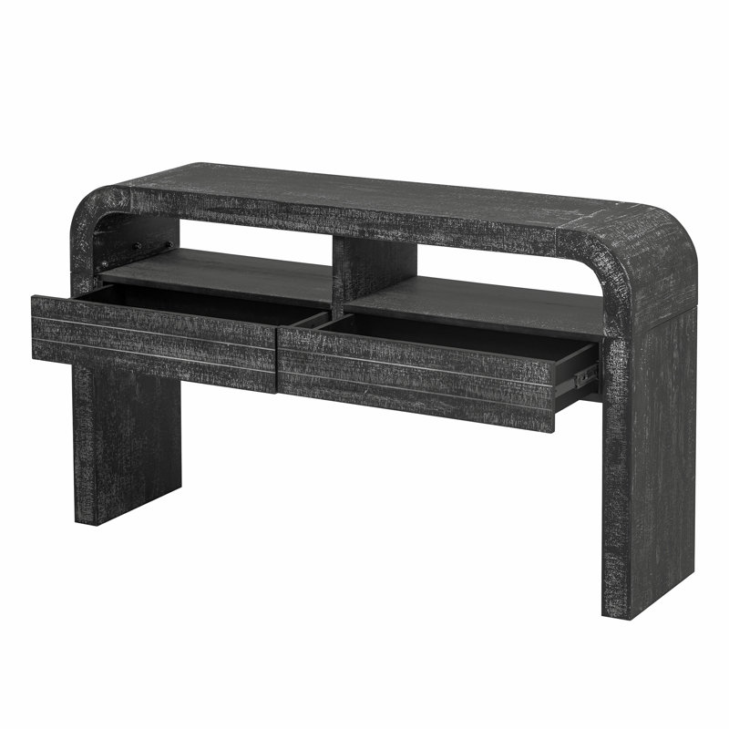Console de style rétro avec deux tiroirs pour le hall d'entrée, le salon et le couloir, offrant des fonctions de rangement et de présentation